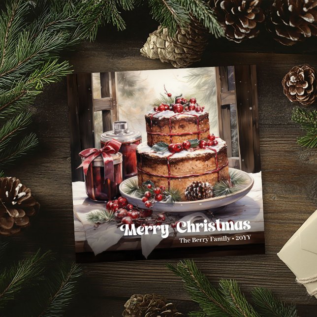 Rustic cozy Christmas scene vintage festive  Holiday Card (Rustic cozy Christmas scene vintage festive greeting)