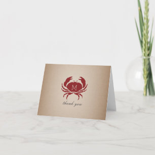 Rustic Crab Monogram Cardstock Inspired Thank You