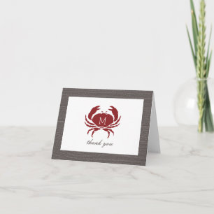 Rustic Crab Monogram Thank You Card