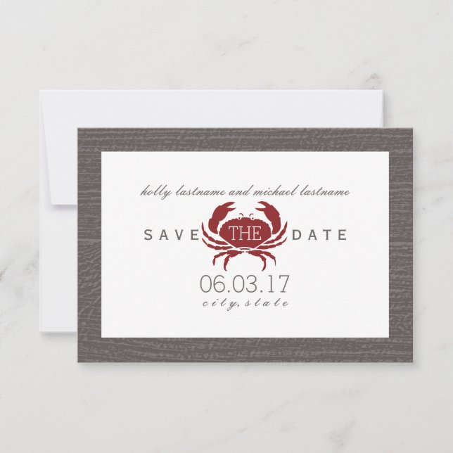 Rustic Crab Wedding Save The Date (Front)