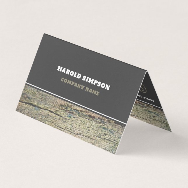 Rustic Cracked Wood Double Loyalty Business Card (Front)