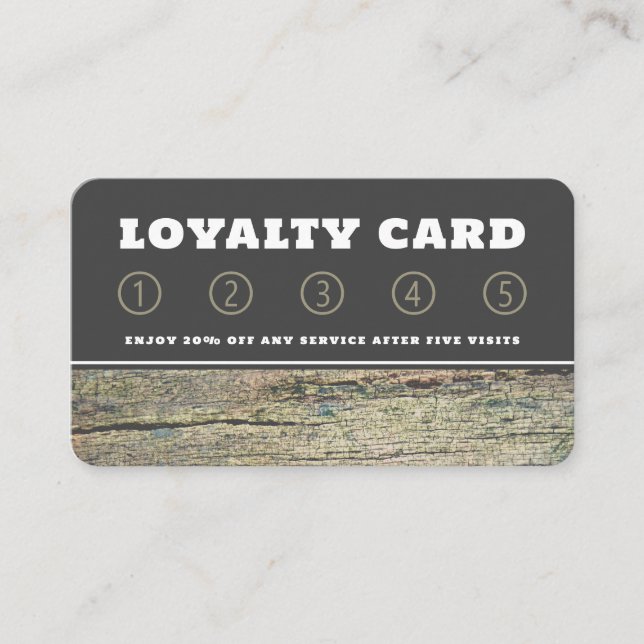 Rustic Cracked Wood Loyalty Card (Front)