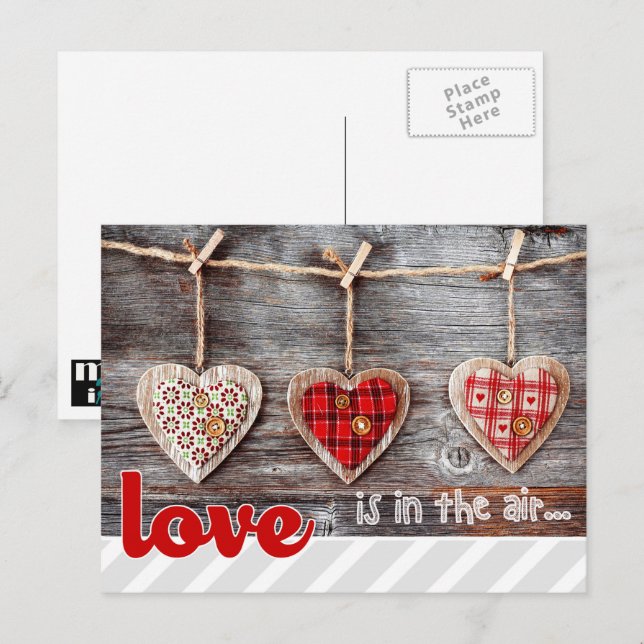 Rustic Craft Hearts Valentine's Day Postcards (Front/Back)