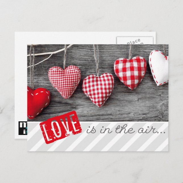 Rustic Craft Hearts Valentine's Day Postcards (Front/Back)