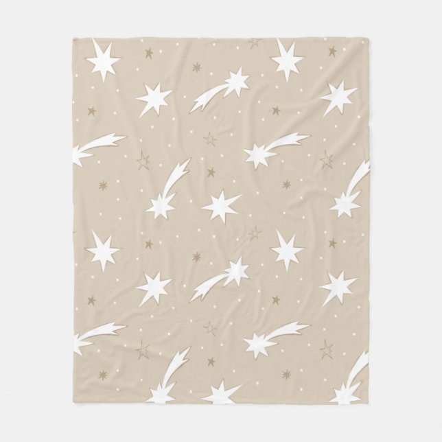 Rustic Craft Paper Christmas Star Pattern  Fleece Blanket (Front)