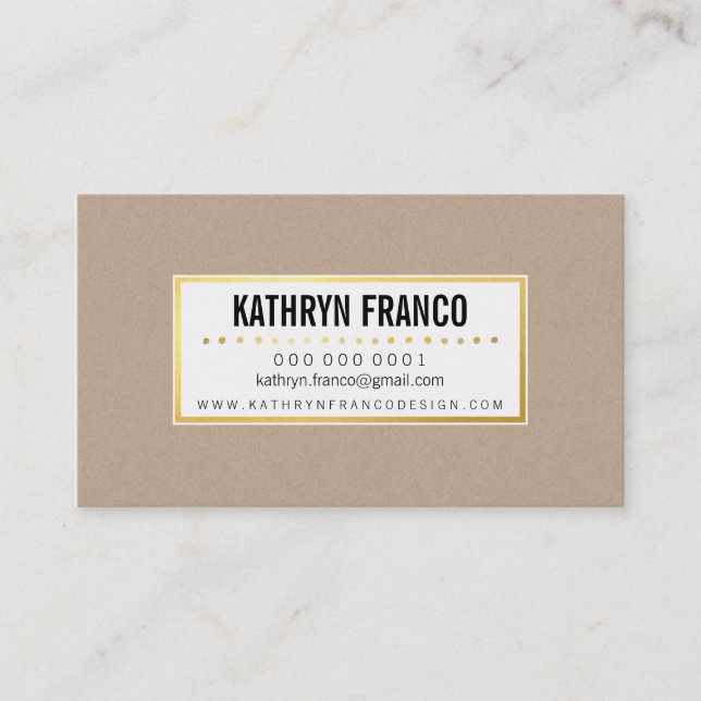 RUSTIC CRAFTY KRAFT bold cute stylish black gold Business Card (Front)