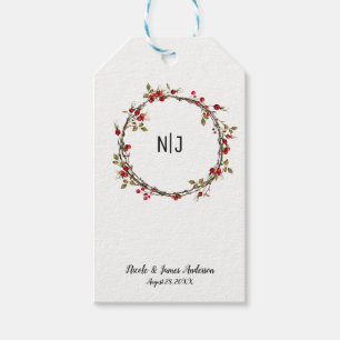 Rustic Cranberry Berries Floral Wreath favour Gift Tags