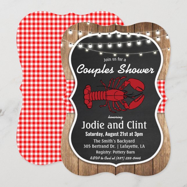 Rustic Crawfish Boil Couples Shower Invitation (Front/Back)