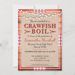 Rustic Crawfish Boil Graduation Party Invitation
