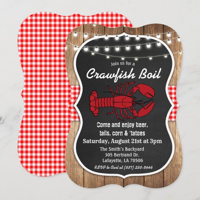 Rustic Crawfish Boil Invitation (Front/Back)