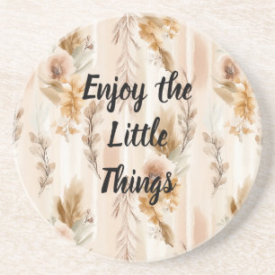Rustic Cream Boho Floral Coaster