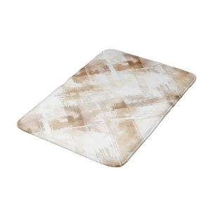 Rustic Cream Brown Stripes Birthday Bath Mat