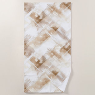 Rustic Cream Brown Stripes Birthday Beach Towel