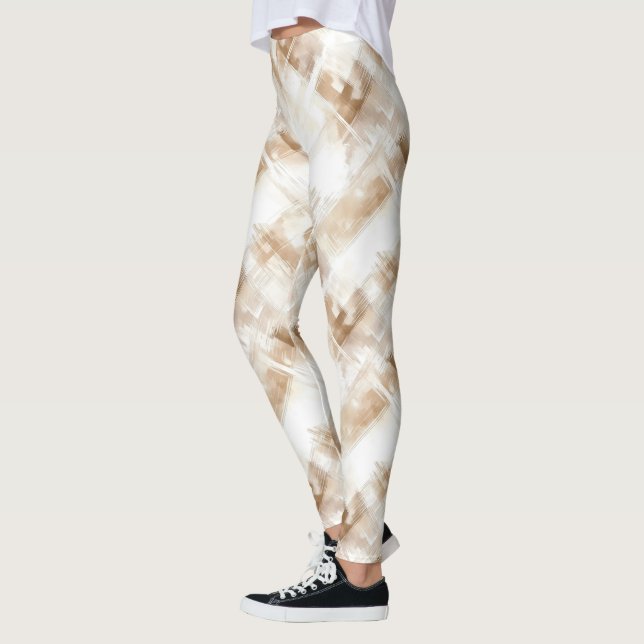 Rustic Cream Brown Stripes Leggings (Left)