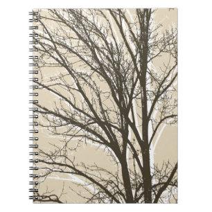 Rustic cream brown white tree branches notebook