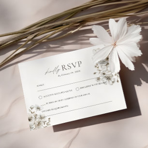 Rustic Cream Floral RSVP Wedding Enclosure Card