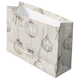 Rustic Cream Snowflakes Ornaments Christmas Large Gift Bag