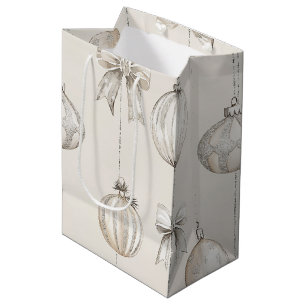 Rustic Cream Snowflakes Ornaments Christmas Medium Gift Bag
