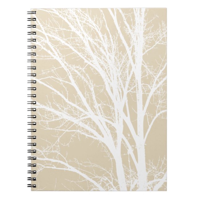 Rustic cream white tree branches  notebook (Front)