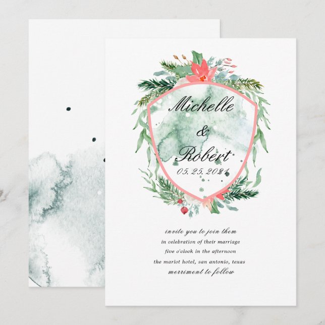 rustic crest monogram Wedding Invitation (Front/Back)