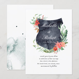 rustic crest monogram Wedding Invitation