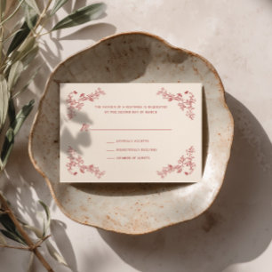 Rustic Crimson Vintage Floral Wedding RSVP Card