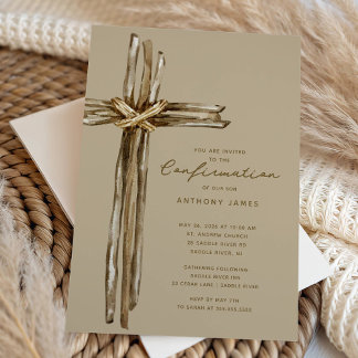 Rustic Cross Confirmation Invitation