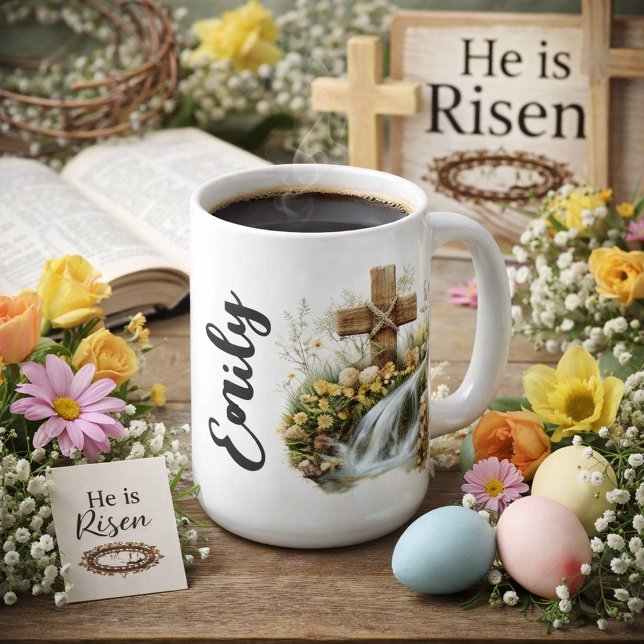 Rustic Cross Waterfall Easter Design Coffee Mug (Creator Uploaded)