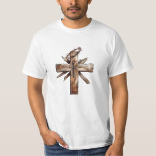 Rustic Cross with crown of thorns T-Shirt