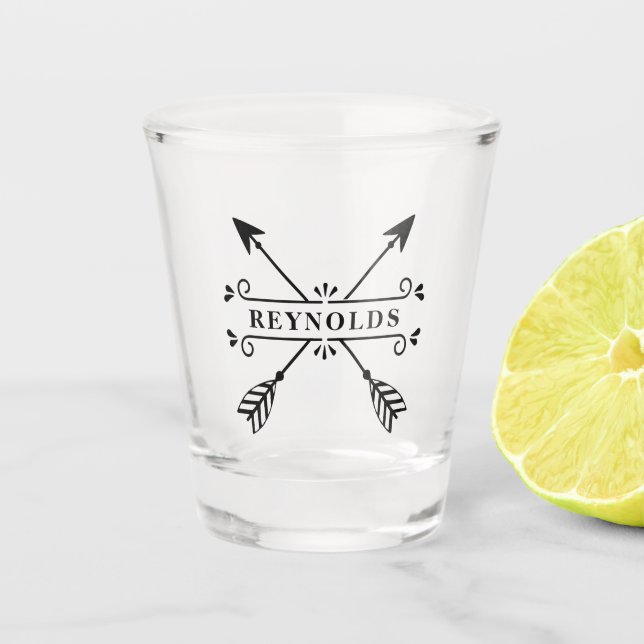 Rustic Crossed Arrows  ID615 Shot Glass (Front)