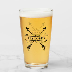 Rustic Crossed Arrows w/Name ID615 Glass