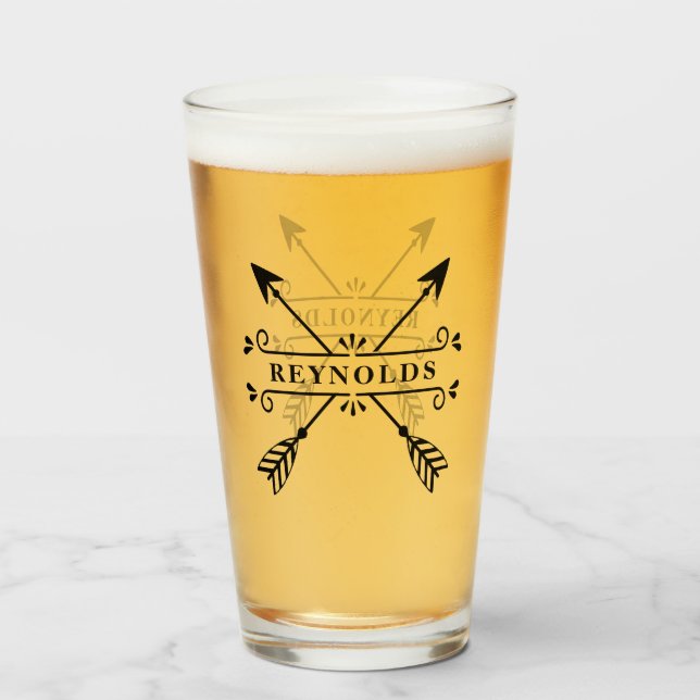 Rustic Crossed Arrows w/Name ID615 Glass (Front Filled)