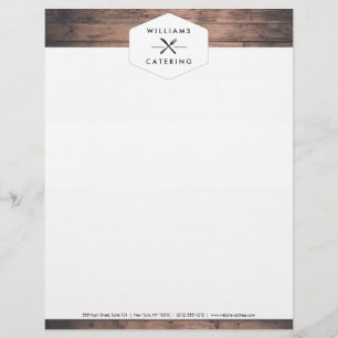 Rustic Crossed Fork Knife Logo Catering Custom Letterhead