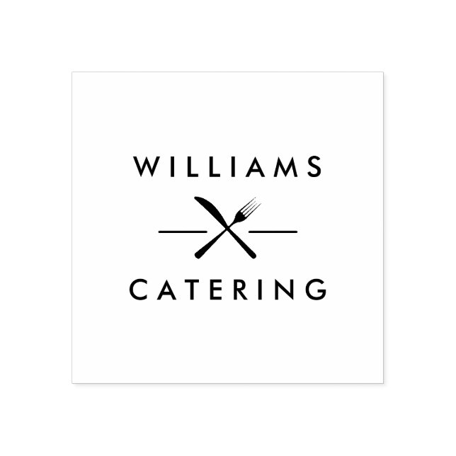 Rustic Crossed Fork Knife Logo Catering Rubber Stamp (Imprint)