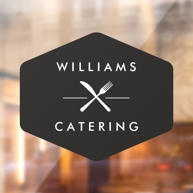 Rustic Crossed Fork Knife Logo Window Cling (Sheet 2)