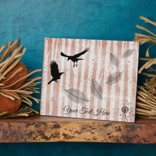Rustic Crows in White Birch Forest  Plaque