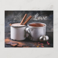 Rustic Cup of Tea and Hot Chocolate Couple in Love