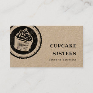 Rustic cupcake logo stamp kraft business card