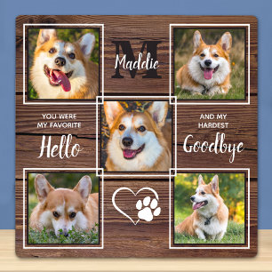 Rustic Custom Dog Memorial 5 Pet Photo Collage Plaque