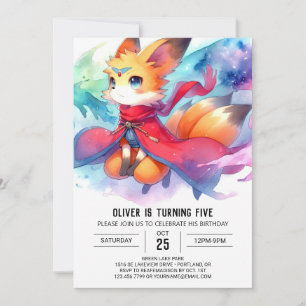 Rustic Custom Fox Birthday Invitation