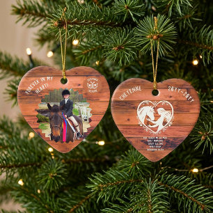 Rustic Custom Horse Memorial Heart Photo Keepsake Ceramic Tree Decoration