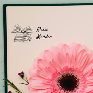 Rustic Custom Name Library Book Self-inking Stamp
