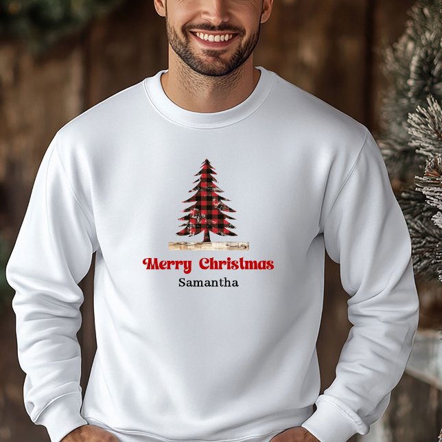 Rustic Custom Name Plaid Tree Christmas Hoodie Gif (Rustic Custom Name Plaid Tree Christmas Hoodie Gift)