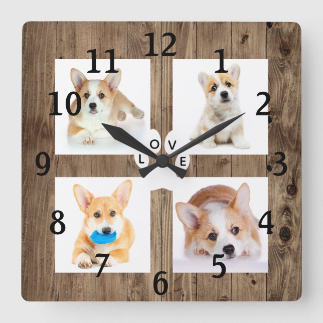 Rustic Custom Photo Pet College Acrylic Wall Clock (Front)