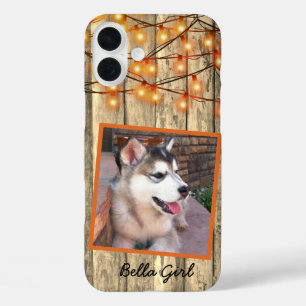 Rustic Custom Square Photo Alaskan Malamute Puppy  iPhone 16 Plus Case
