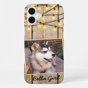 Rustic Custom Square Photo Alaskan Malamute Puppy iPhone 16 Plus Case