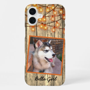 Rustic Custom Square Photo Alaskan Malamute Puppy iPhone 16 Plus Case
