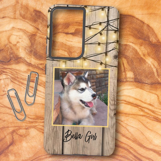 Rustic Custom Square Photo Alaskan Malamute Puppy  Samsung Galaxy S21 Ultra Case (Creator Uploaded)