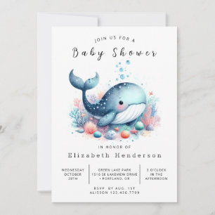 Rustic Custom Whale Baby Shower Invitation