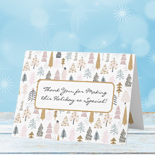 Rustic Custom Winter Trees Holiday Thank You Card
